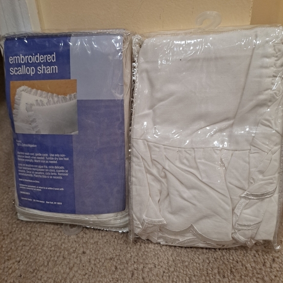 New! Embroidered Scallop White Shams(2) - Picture 2 of 2